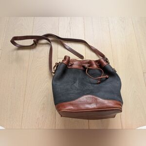 Vintage Timberland Black and Brown Leather Bucket Bag